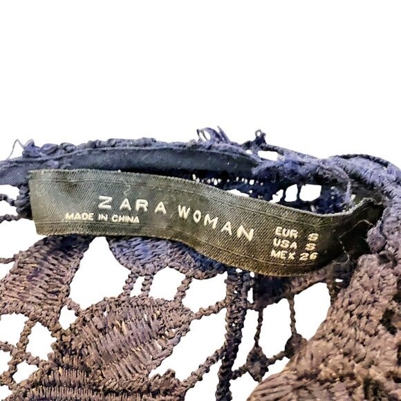 ZARA Black Lace short sleeve top XS, S - Picture 4 of 4